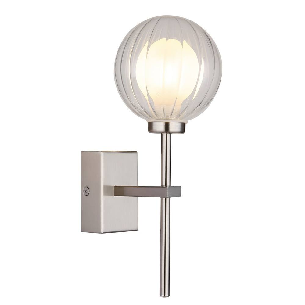 Netlighting Ander Globe Wall Lights Nickel Matt IP44 Ball Clear Glass Shade 1x G9 in Grey