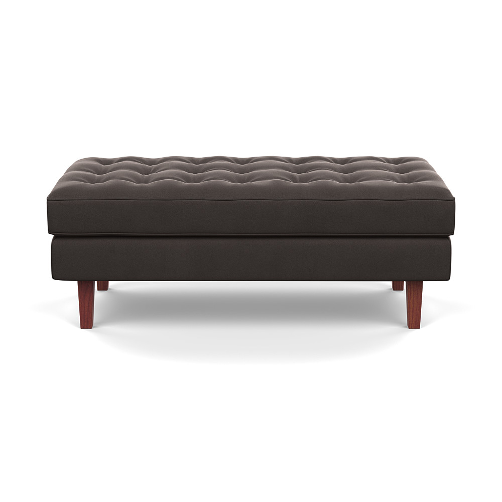 Heal's Hepburn Ottoman Nobilis Velvet Sable Walnut Feet