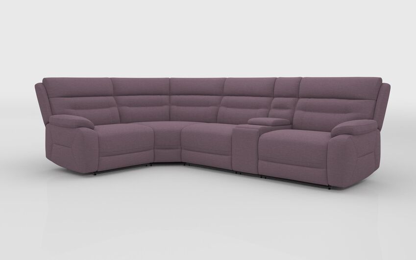 Purple Fabric Fenton 1 Corner 3 Sofa with Console