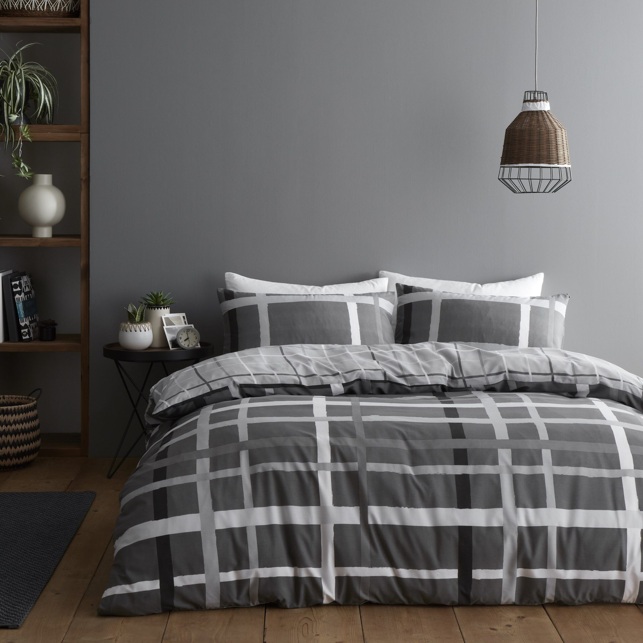 GAVENO CAVAILIA Happy Daze Stripe Printed Duvet Cover in Grey