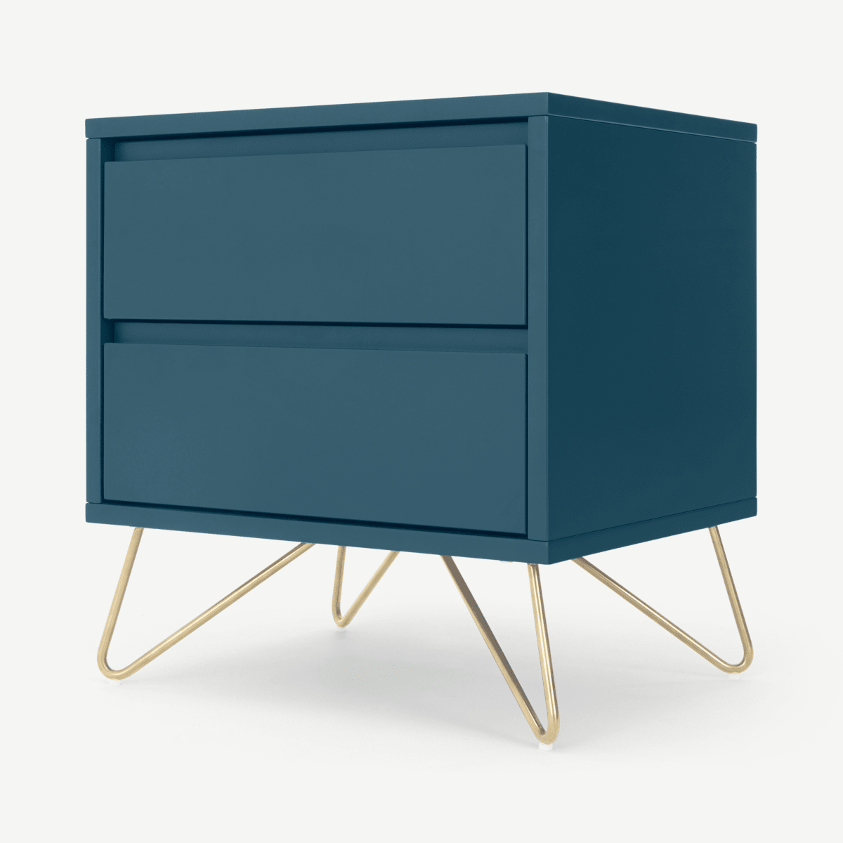 Elona Bedside Table, Teal and Brass