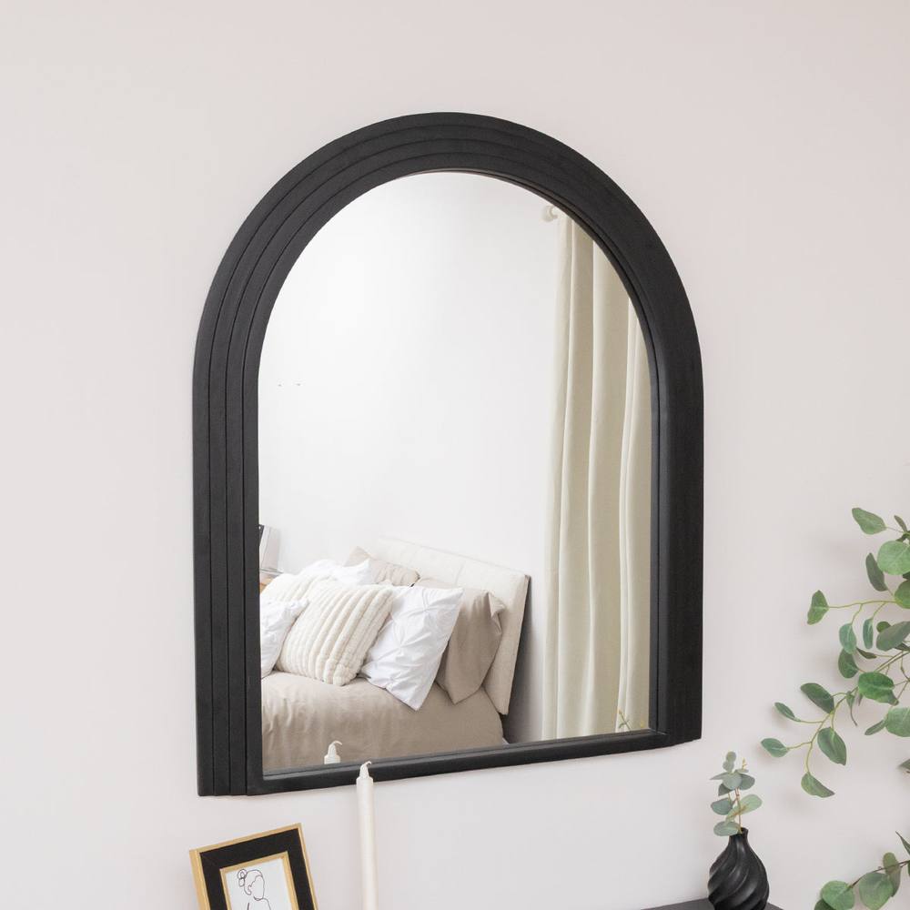 Melody Maison Large Black Arched Wall Mirror - 90cm X 75cm