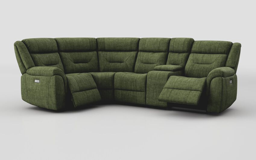 Green Fabric Ainsdale 1 Corner 2 Power Sofa with Console