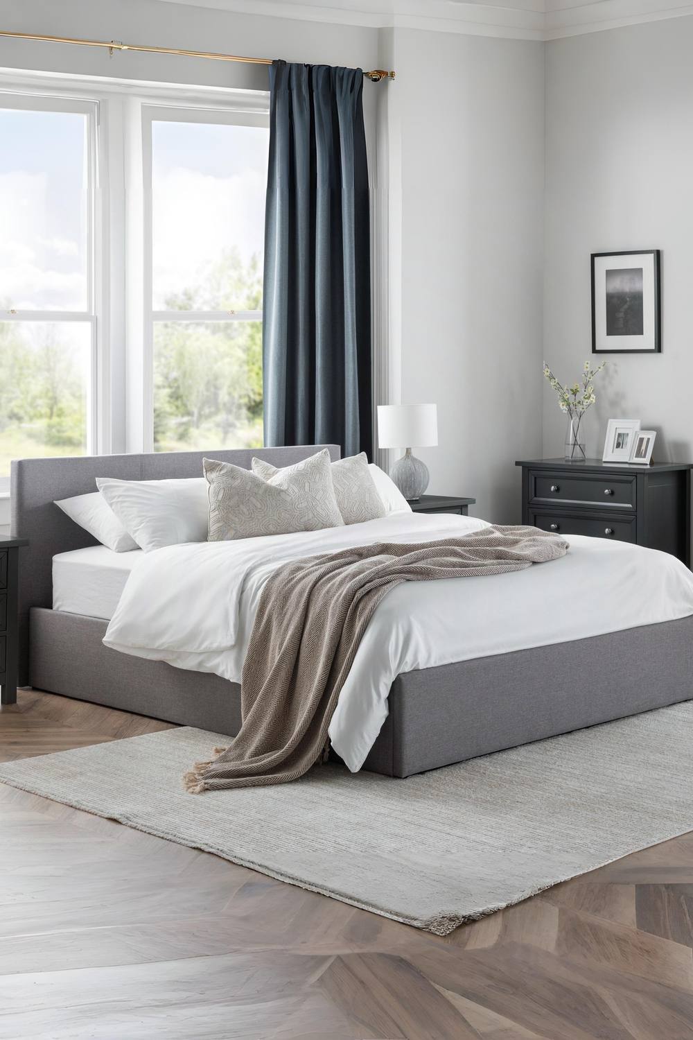 Julian Bowen Rialto Upholstered Ottoman Storage Bed in Grey
