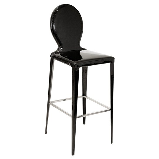 Tequila Black PVC Bar Stool With Metal Foot Rest