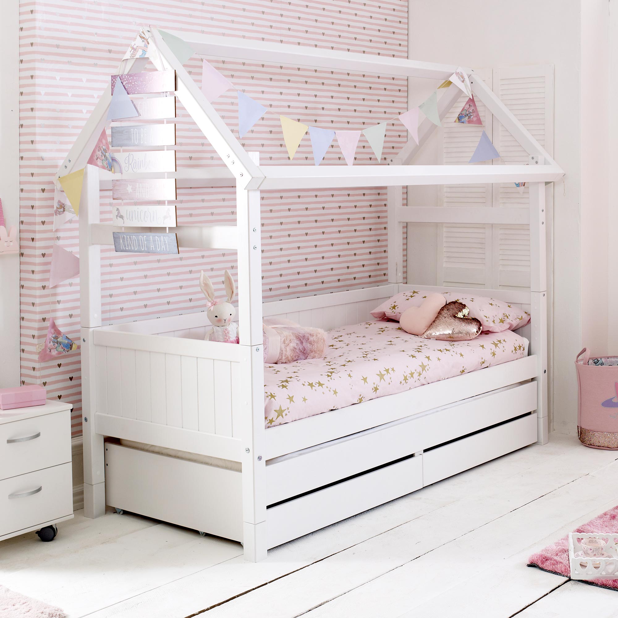 Barney Childrens Playhouse Bed with Trundle