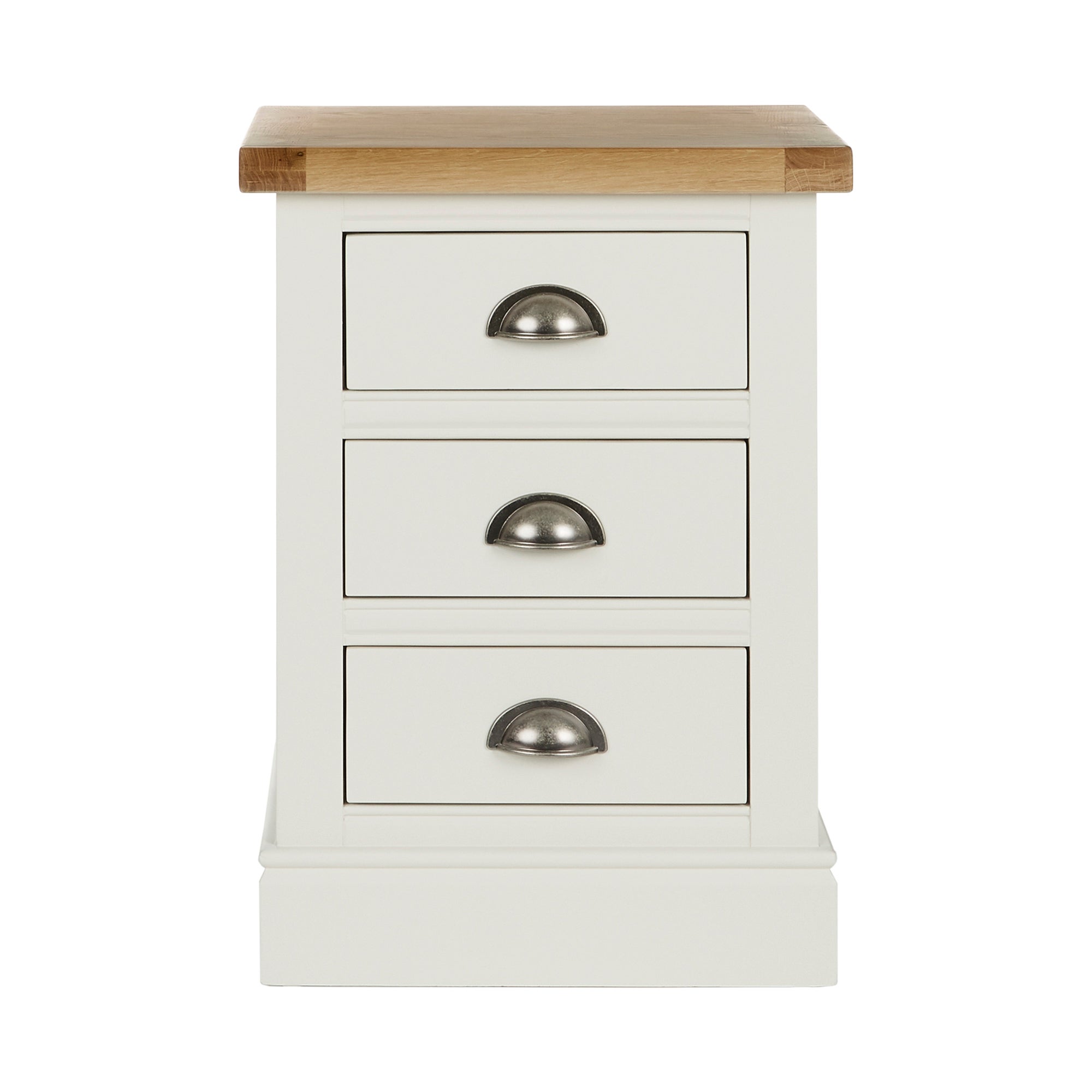 Compton Ivory 3 Drawer Bedside Table Cream and Brown