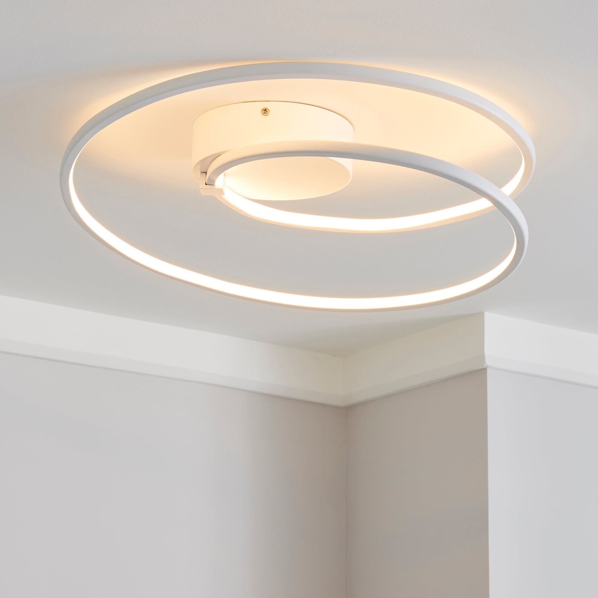Menton Integrated LED Swirl White Semi-Flush Ceiling Fitting White