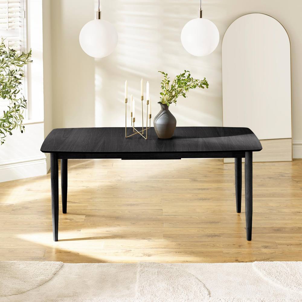 FurnitureboxUK Leif Rectangular Solid Wood Large Extending 6-8 Seater Dining Table in Black
