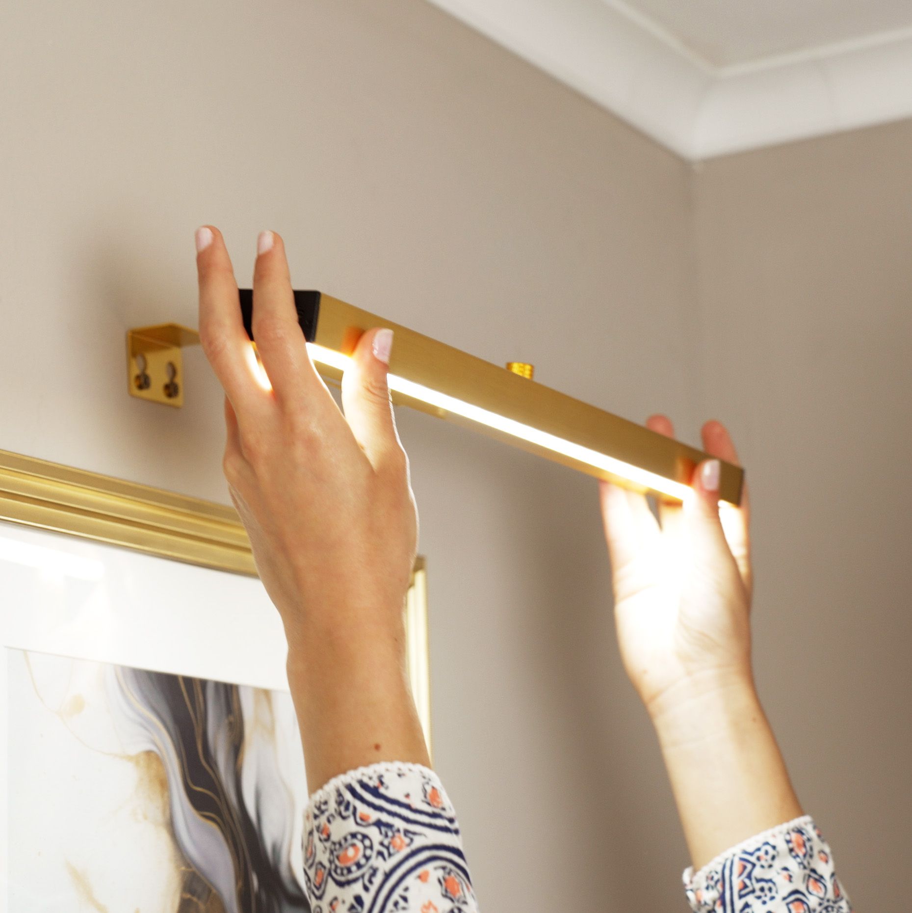 ValueLights Ryle Set of 2 Rechargeable Easy Fit Wall Touch Light Fittings in Gold