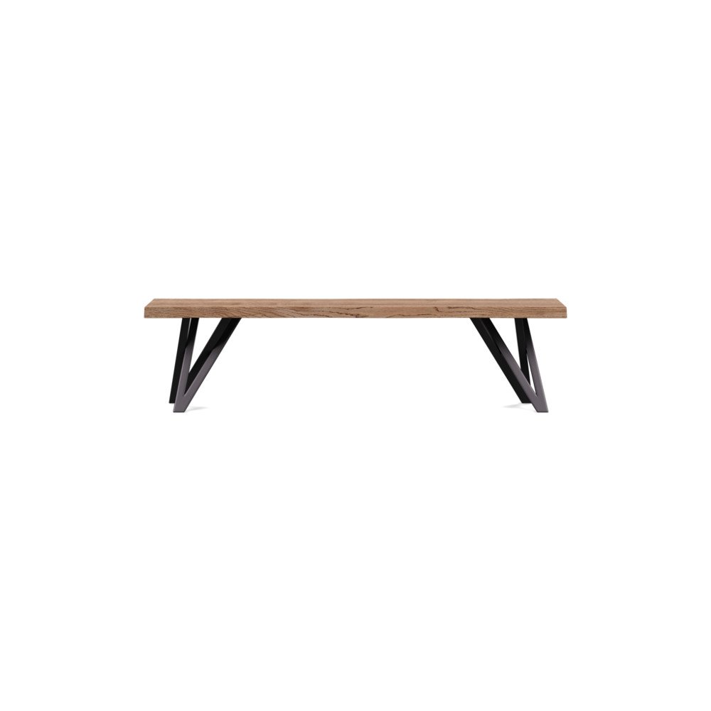 Heal's Vienna Bench 160x35cm Smoked Oiled Oak Natural Edge Filled