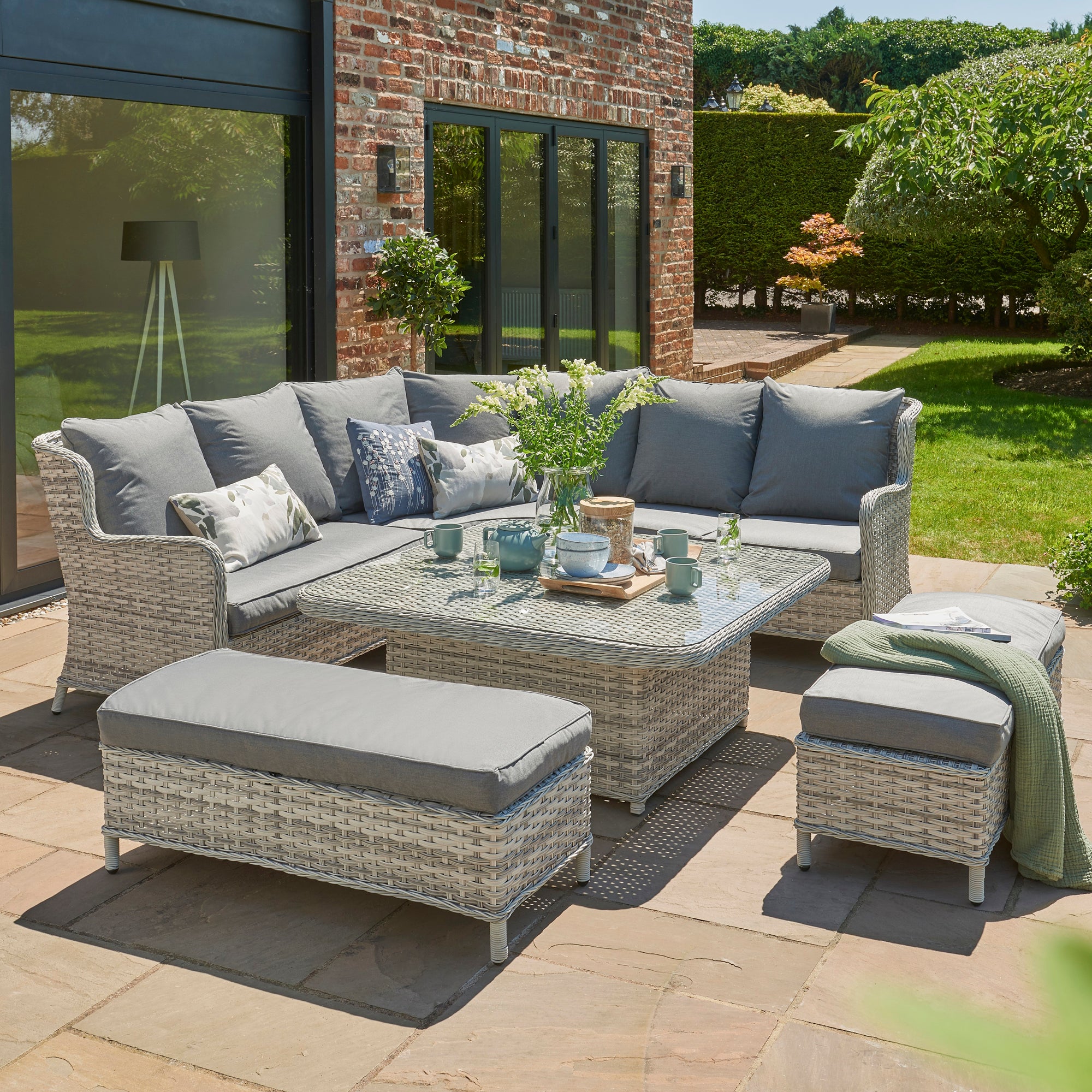 Wroxham 9 Seater Grey Corner Sofa Set Grey
