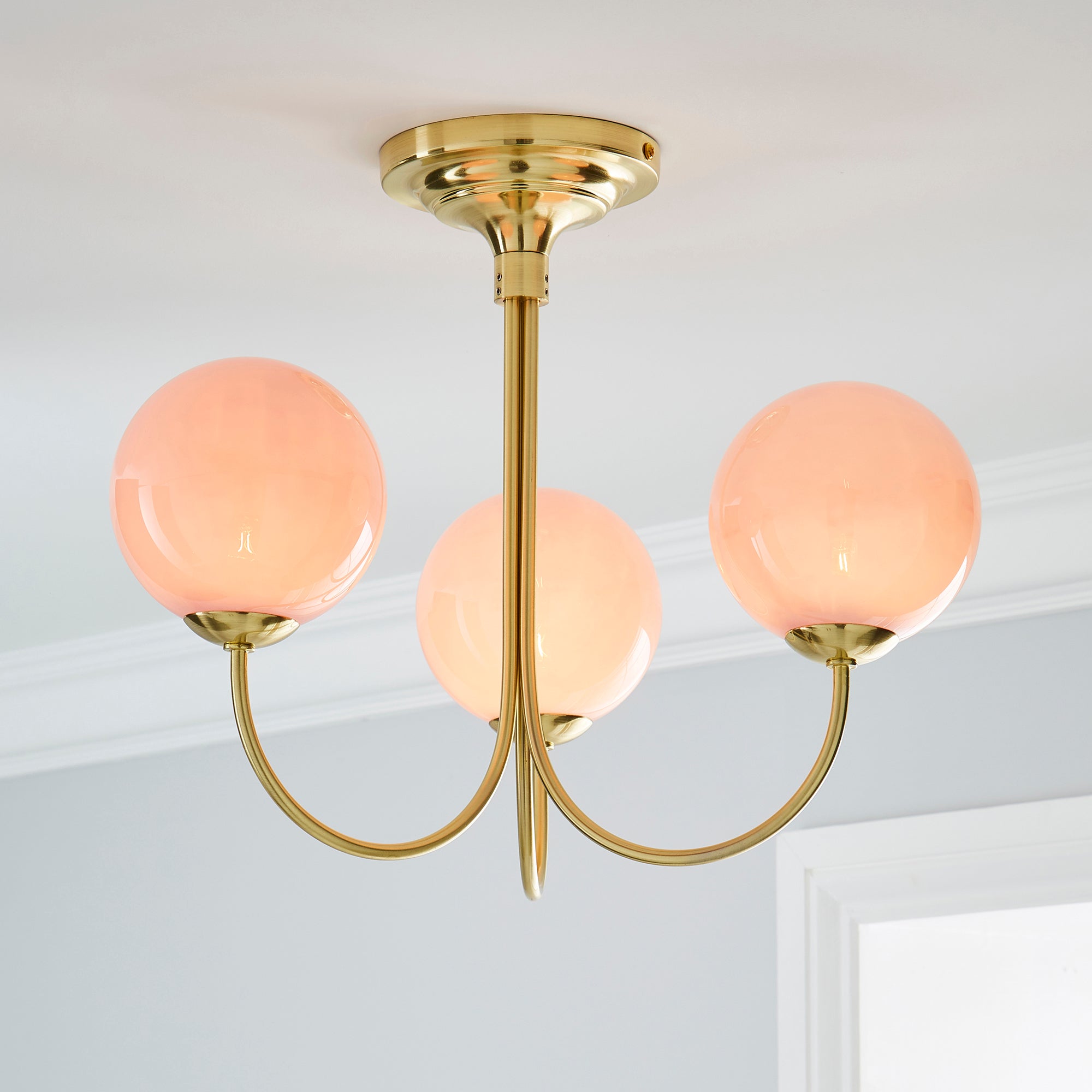 Gigi Semi Flush Pink Ceiling Fitting Gold