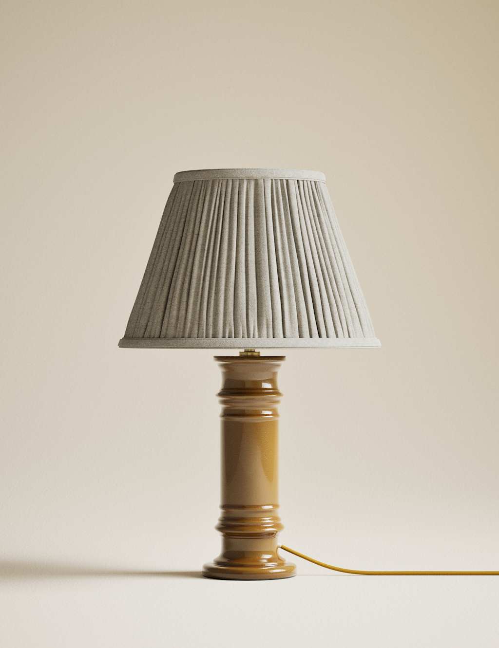 M&S Ceramic Column Frill Shade Table Lamp Ochre