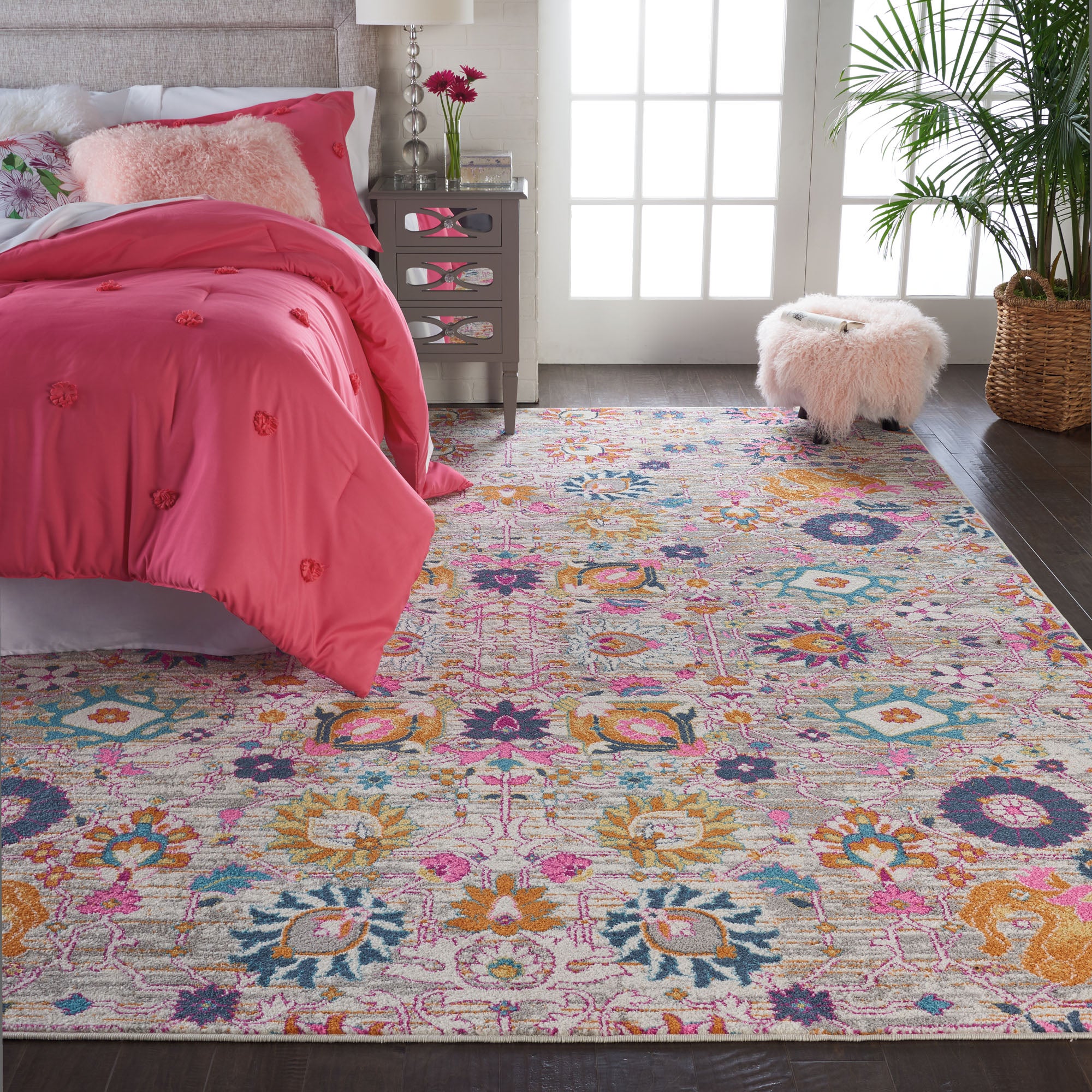 Silver Passion Rug Multi-Coloured/Pink
