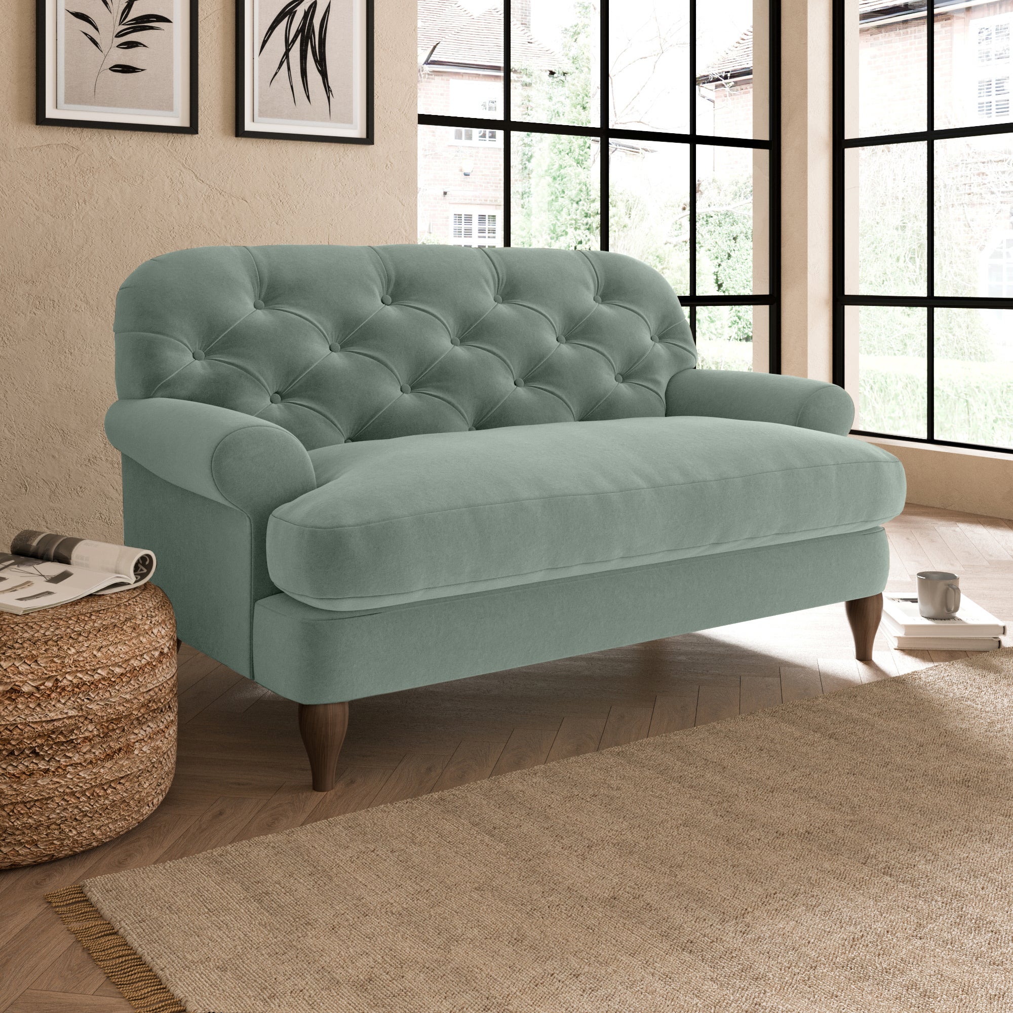 Canterbury Luxury Velvet Snuggle Chair Green