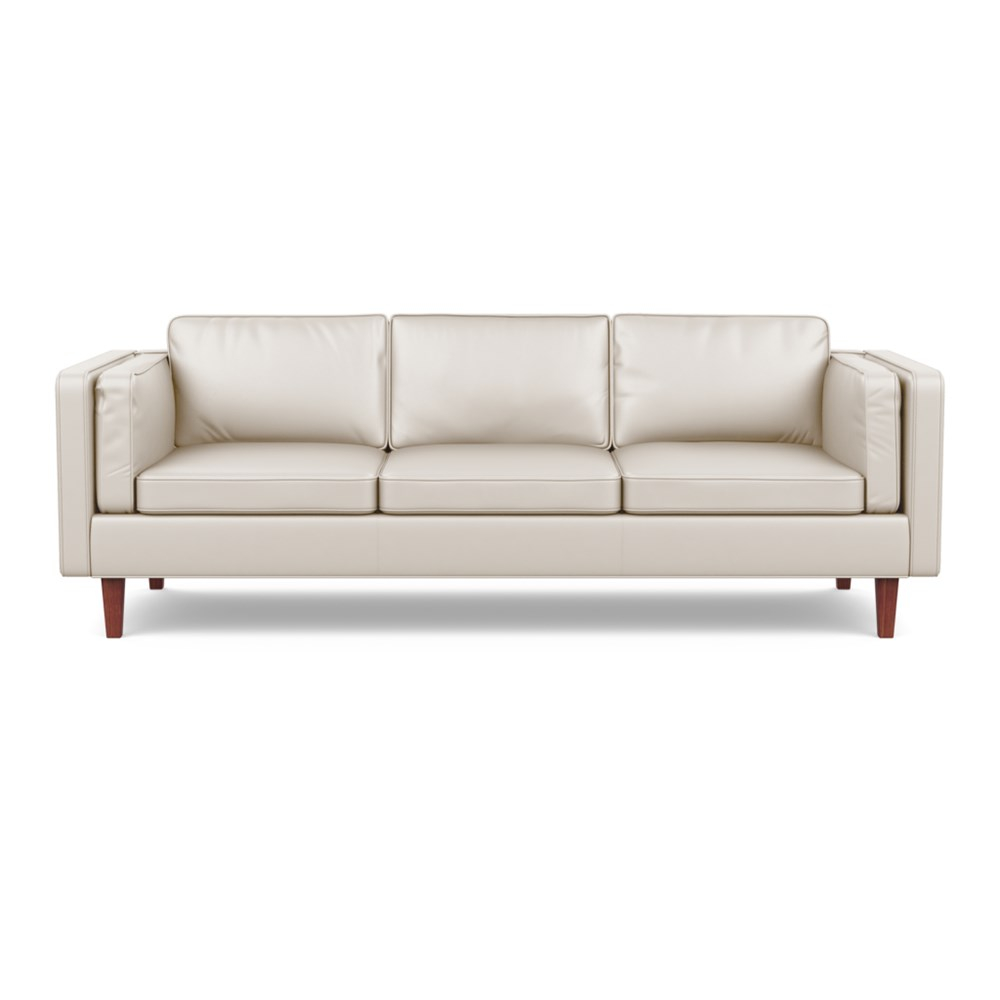 Heal's Chill 4 Seater Sofa Leather Hide Panna 7183 Walnut Feet