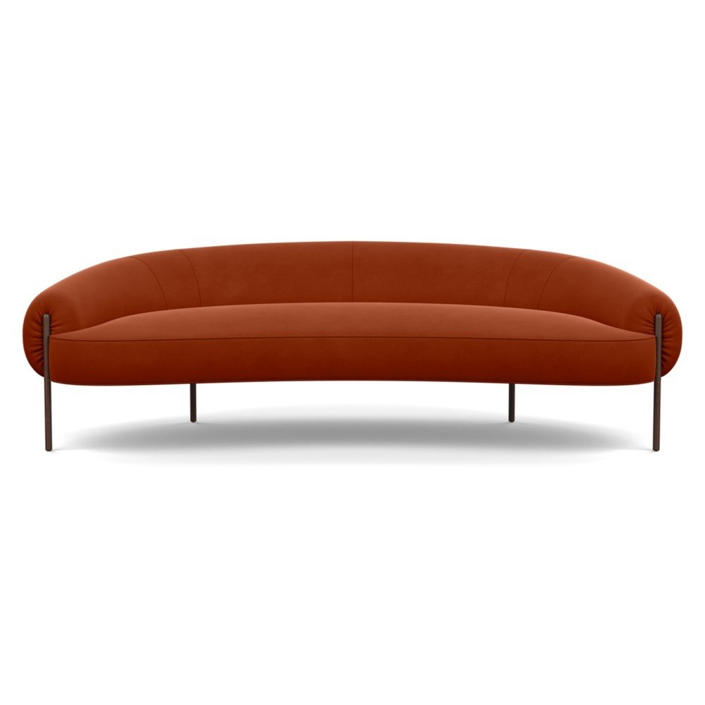 Heal's Isola 3 Seater Sofa Nobilis Velvet Rust Bronze Feet