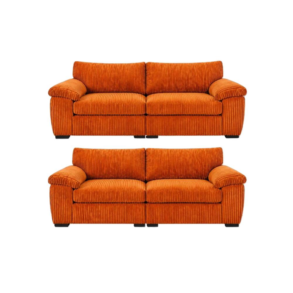 Bliss Furniture Amalfi 3+2 Seater Split Sofa Soft Fabric in Orange