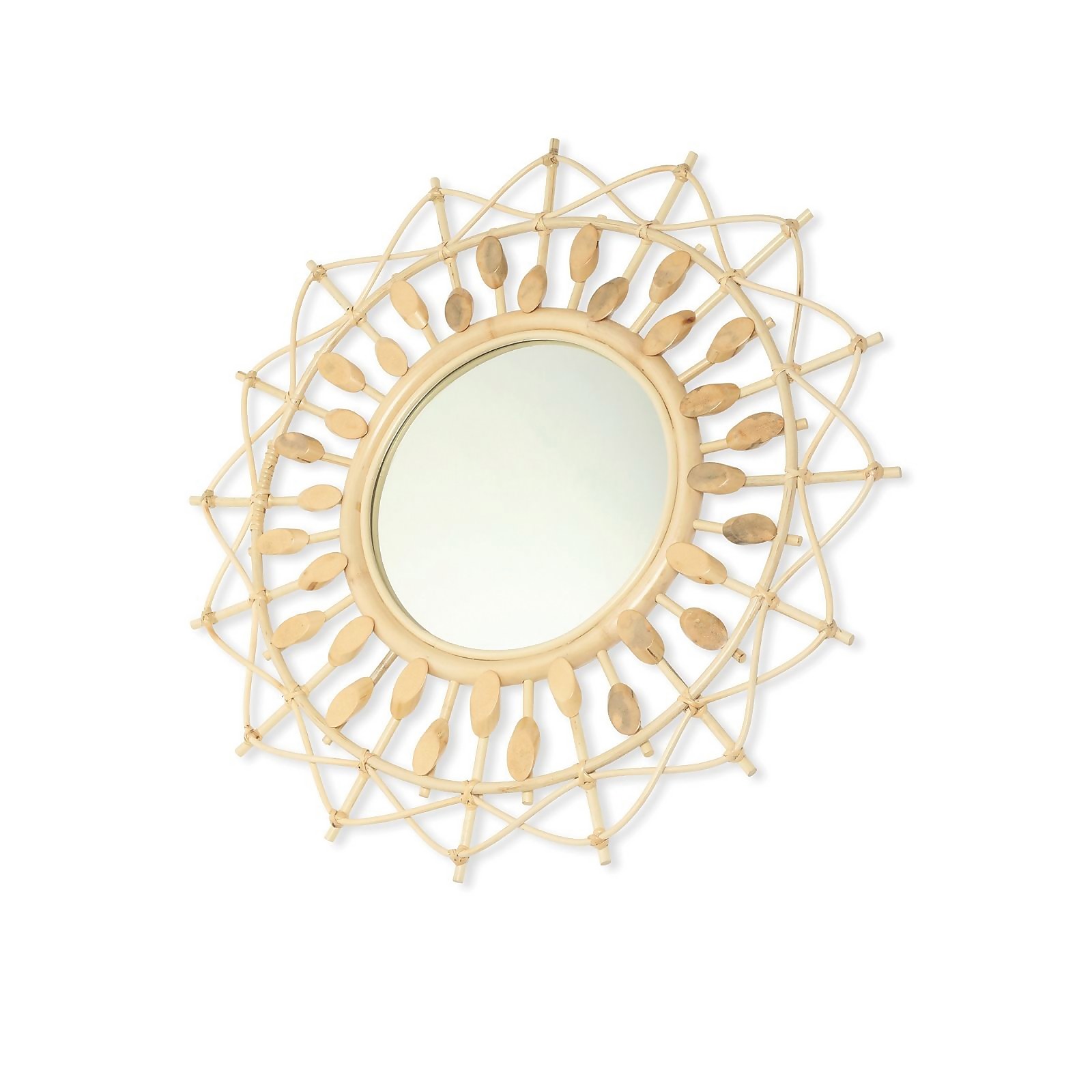 Natural Boho Round Rattan Wall Mirror
