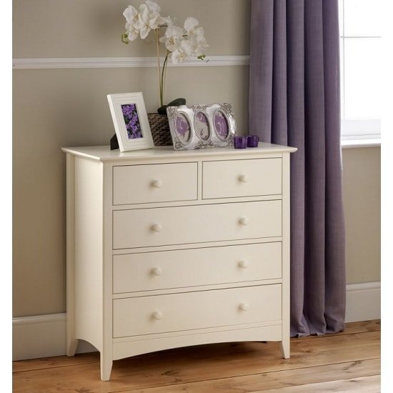 Amani Chest of Drawers In Stone White With 5 Drawers
