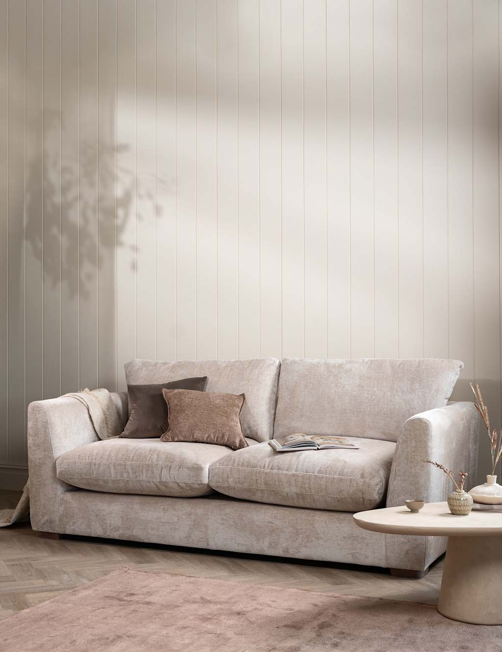 BARKER AND STONEHOUSE Palmer Textured Chenille 2 Seater Sofa Neutral