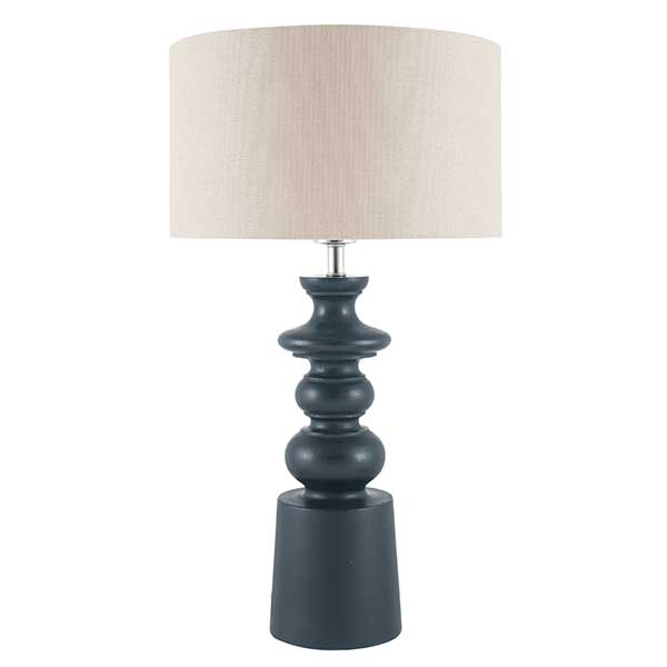 Mango Wood Table Lamp  Black and Taupe