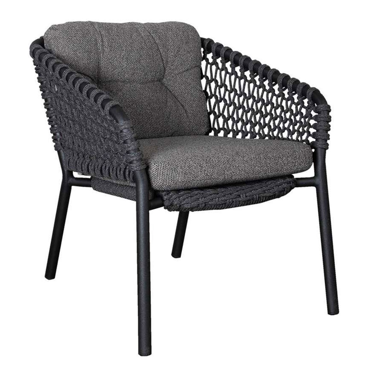 Cane-line Ocean Stackable Lounge Chair with Cushion Set, Dark Grey, Soft Rope