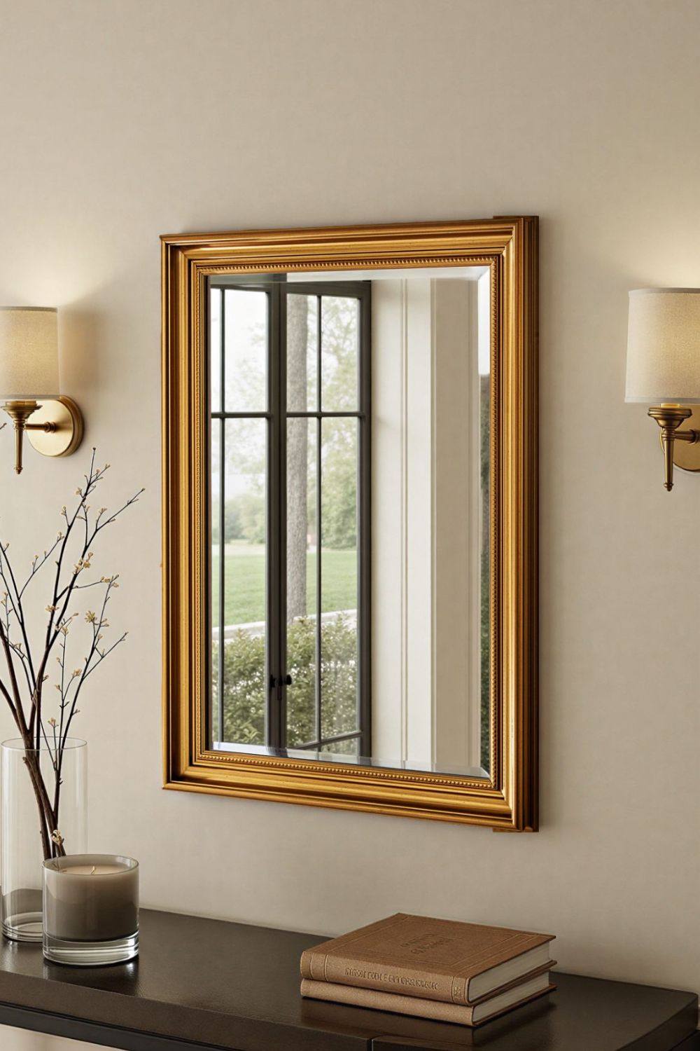 Yearn Mirrors Beaded Classic Gold Framed Bevelled Wall Mirror