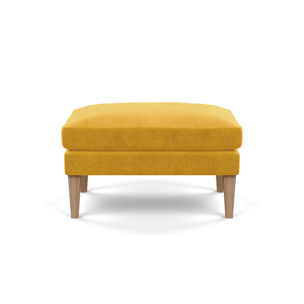 Heal's Wallis Ottoman Smart Luxe Velvet Canary Tinted Ash Feet