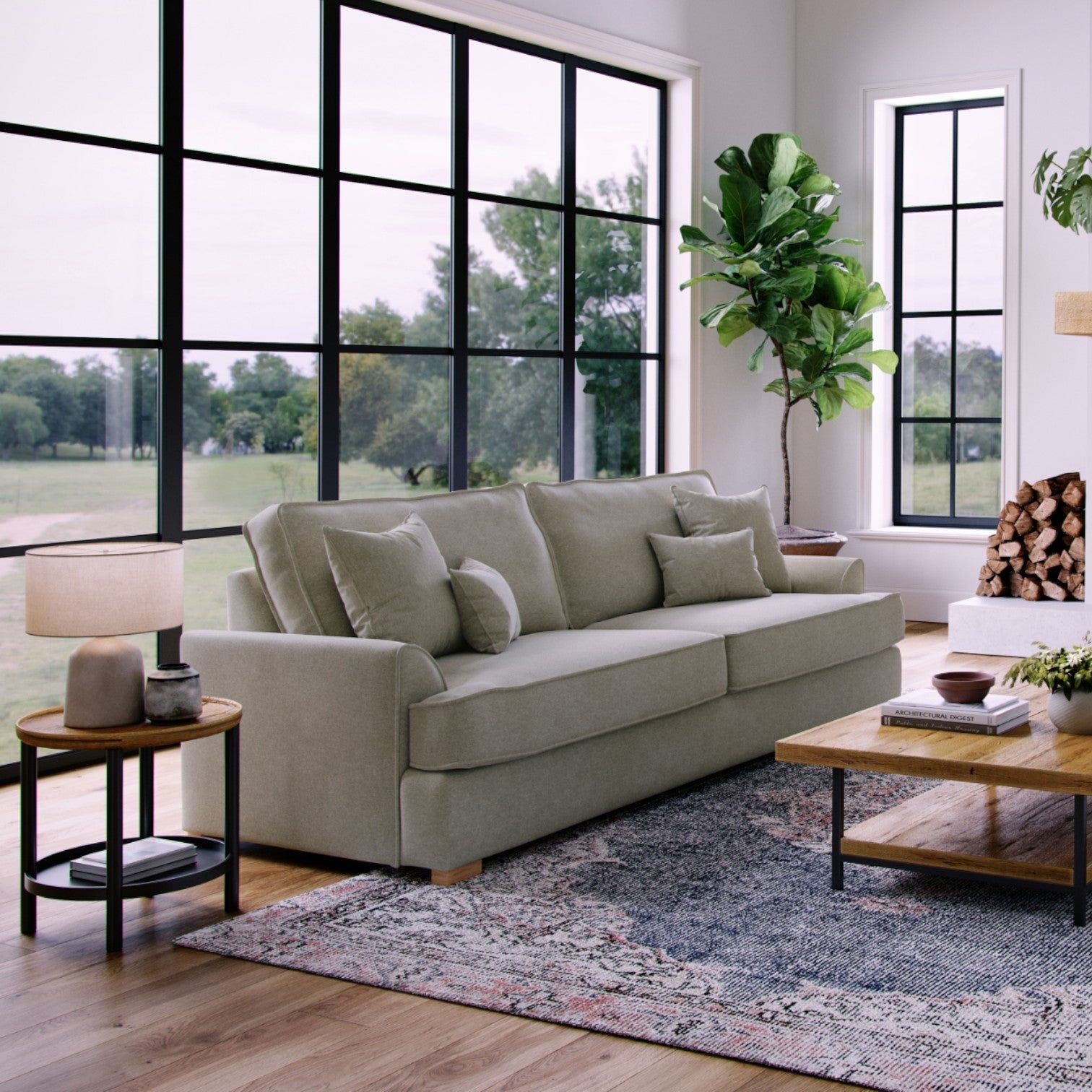 The Great Sofa Company Ophelia 4 Seater Chenille Sofa in Stone