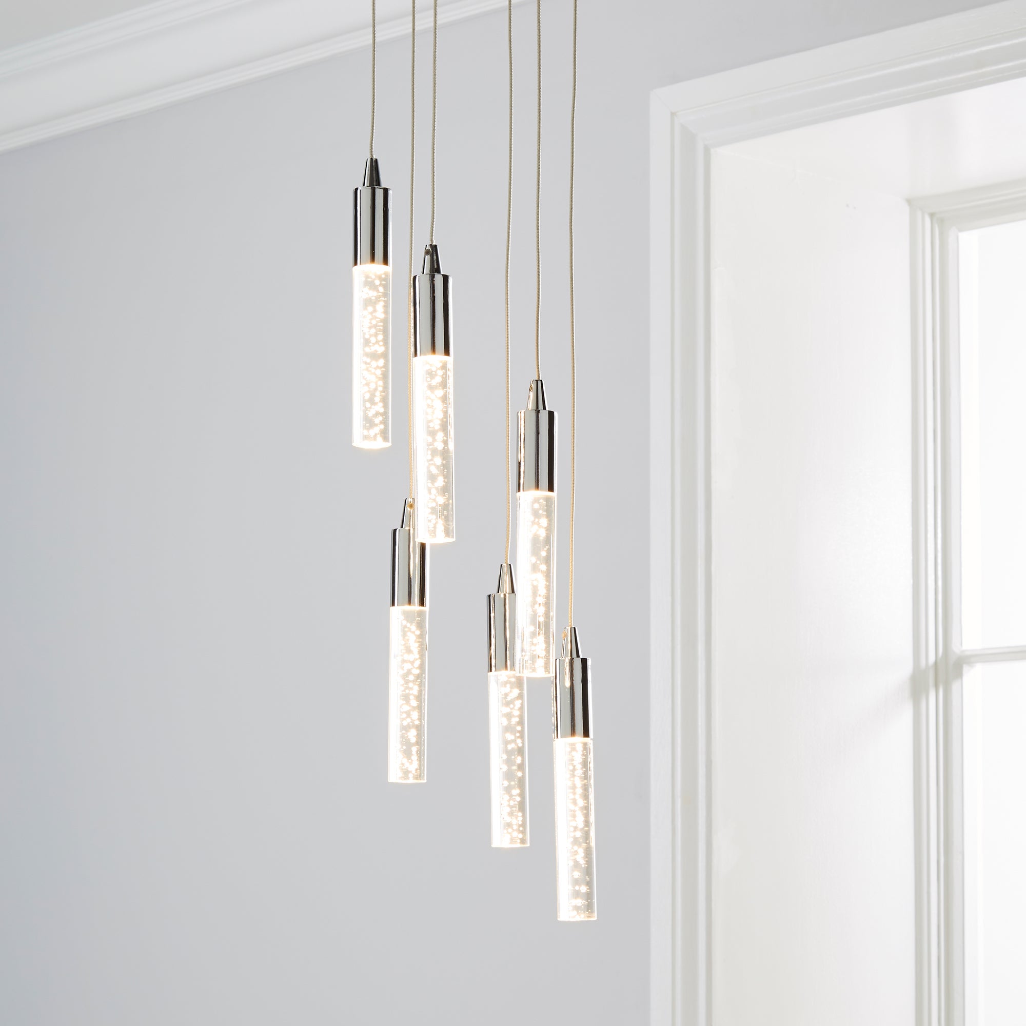 Tassani 6 Light Integrated LED Bubble Glass Cluster Ceilling Fitting Chrome