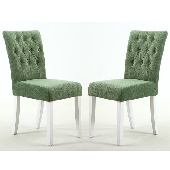 Oriel Dining Chair In Olive Green With White Legs In A Pair