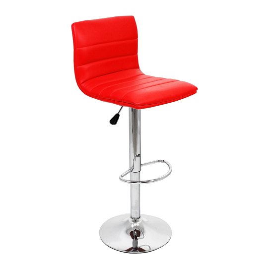 Ribble Red Faux Leather Bar Stool With Chrome Base