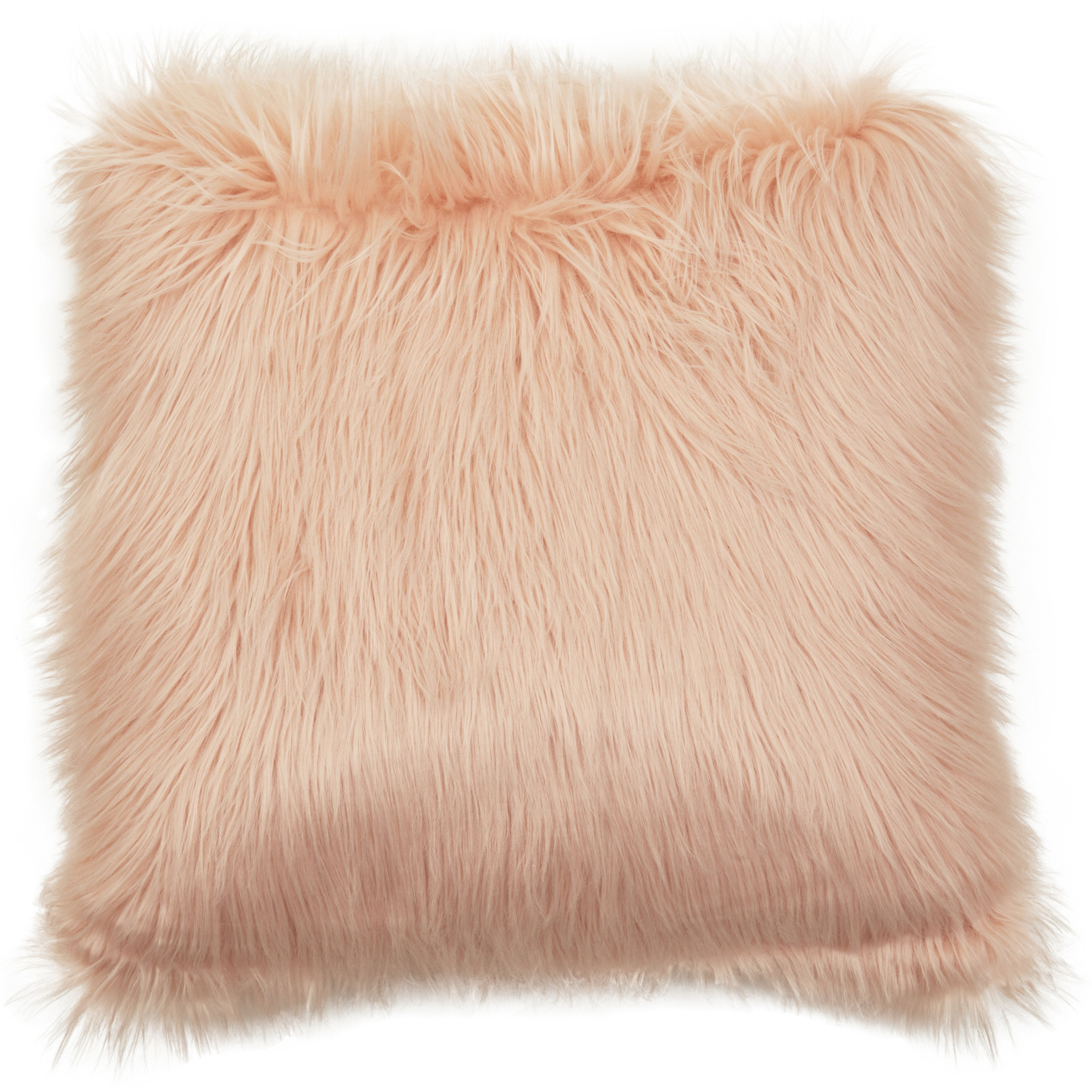 Orsina Bosie Mongolian Faux Fur Pink Square Cushion