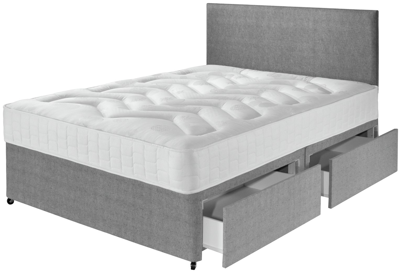 Argos Home Elmdon Double Deep Ortho 4 Drawer Divan Bed -Grey