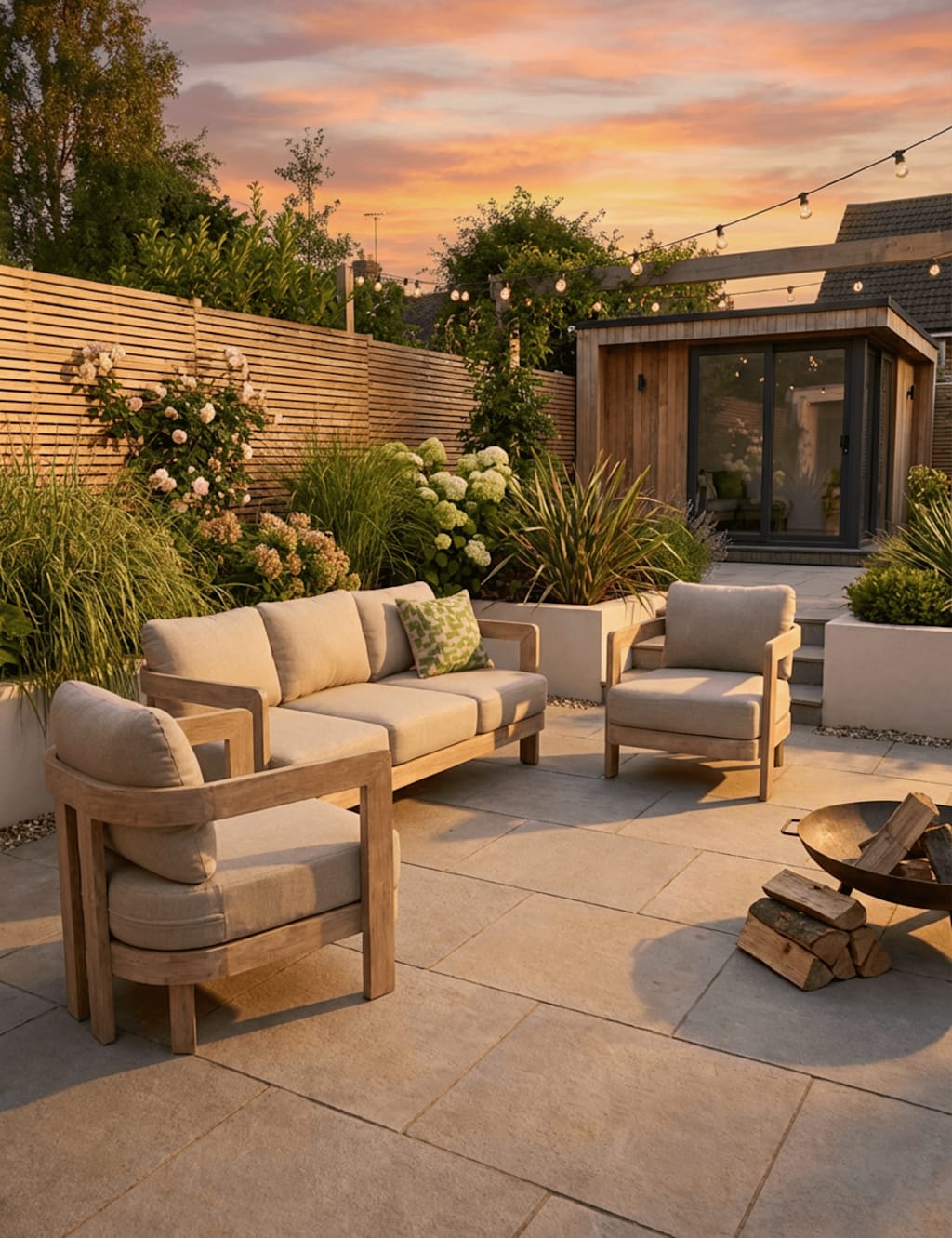 Royalcraft Evora Wood 4 Seater Garden Lounge Set Natural