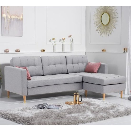Weridge Linen Fabric Reversible Chaise Corner Sofa In Grey