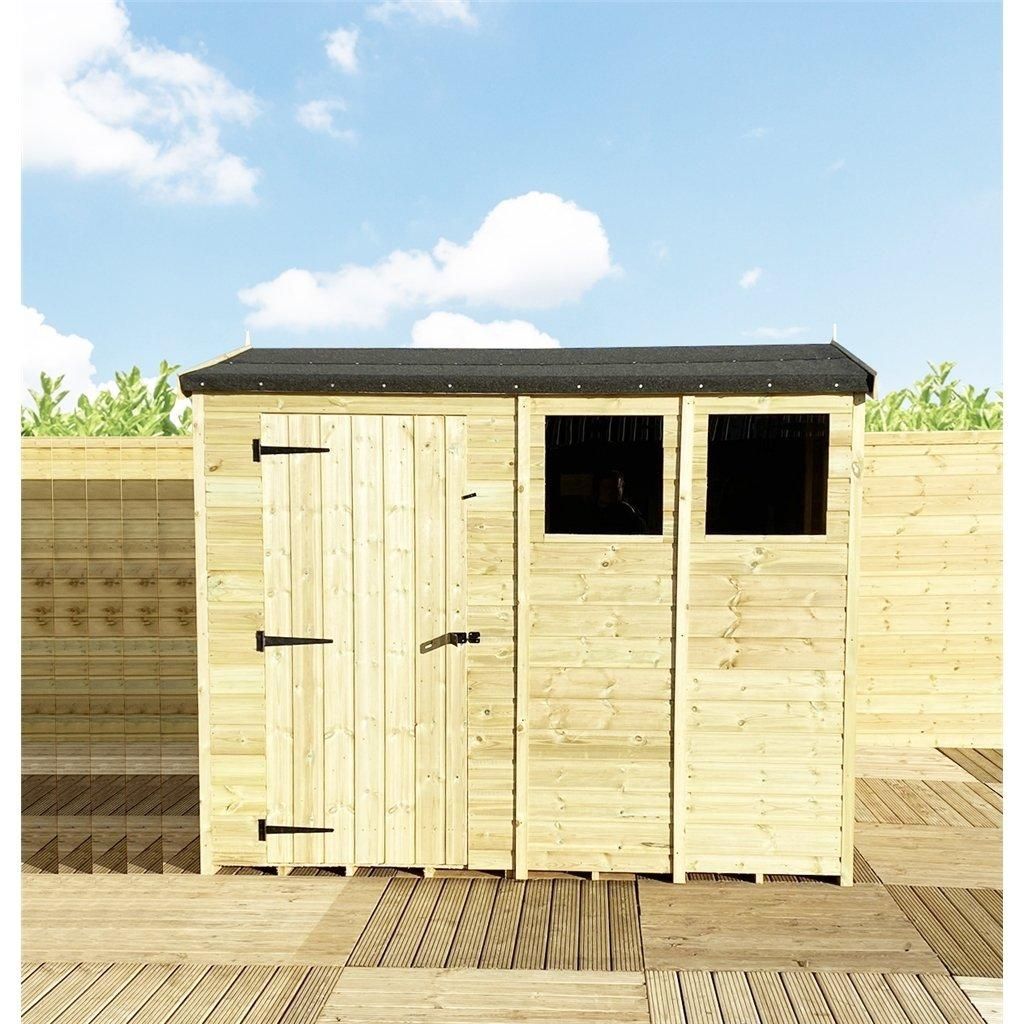 Marlborough 8 x 8 Pressure Treated High Eaves Reverse Apex Shed with Single Door in Natural 3
