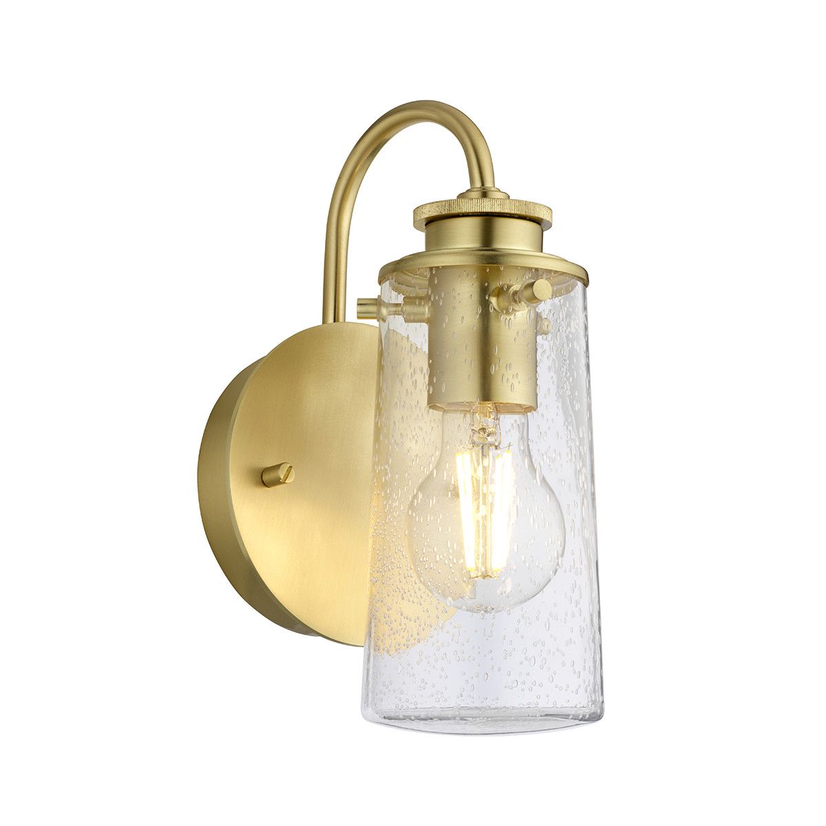 Netlighting Kichler Braelyn 1 Light Wall Light Brushed Brass IP44 in Yellow
