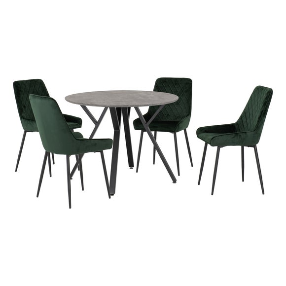 Athens 4 Seater Round Dining Table with 4 Avery Chairs