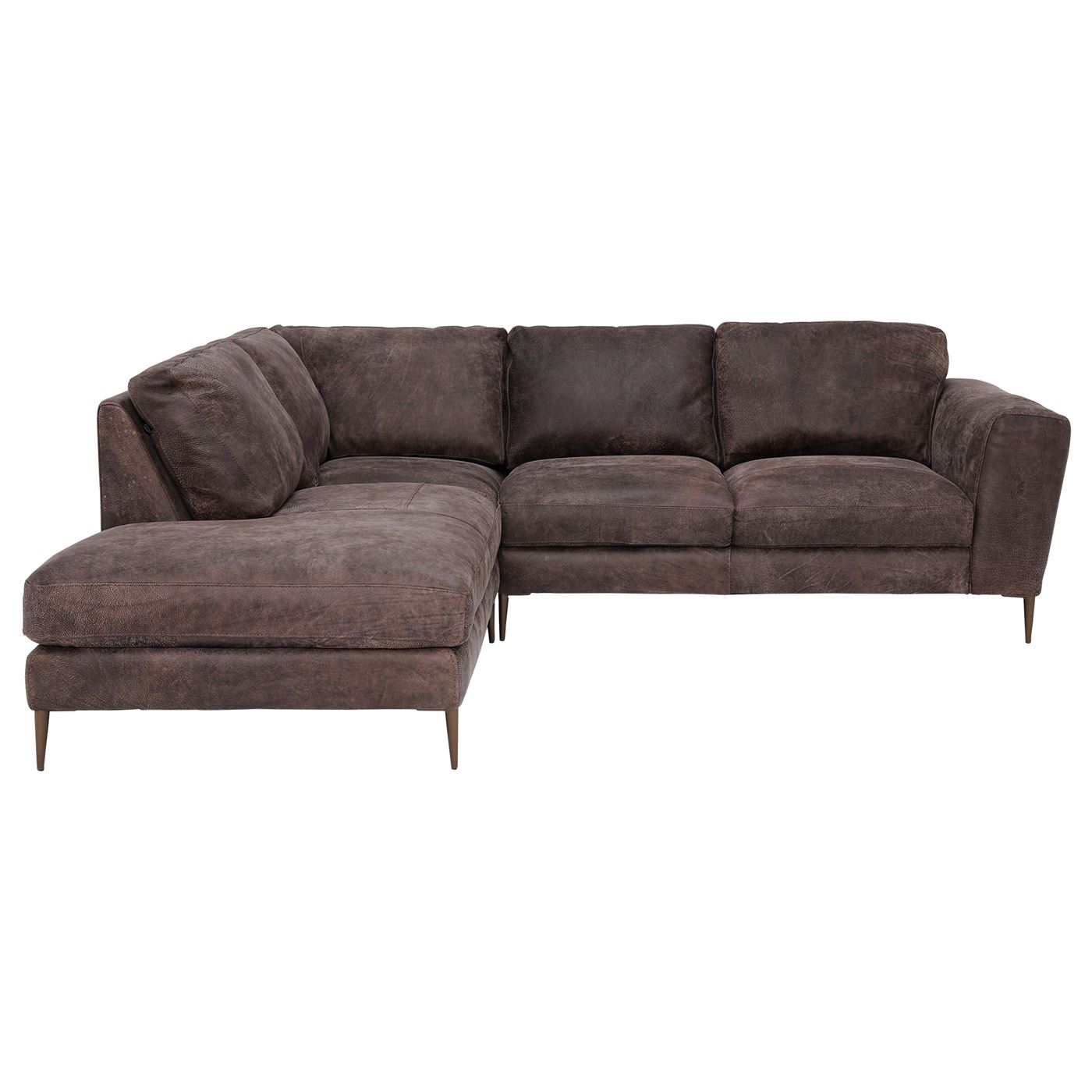 Large Leather Corner Chaise Sofa - Grey - W273 x D103-240 x H94cm - Barker & Stonehouse
