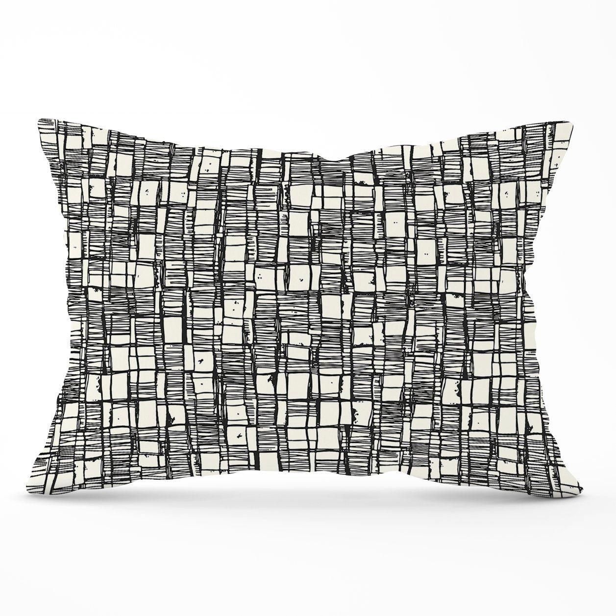Warren Reed - Designer Irregular Sketched Block Textured Cushions in Grey