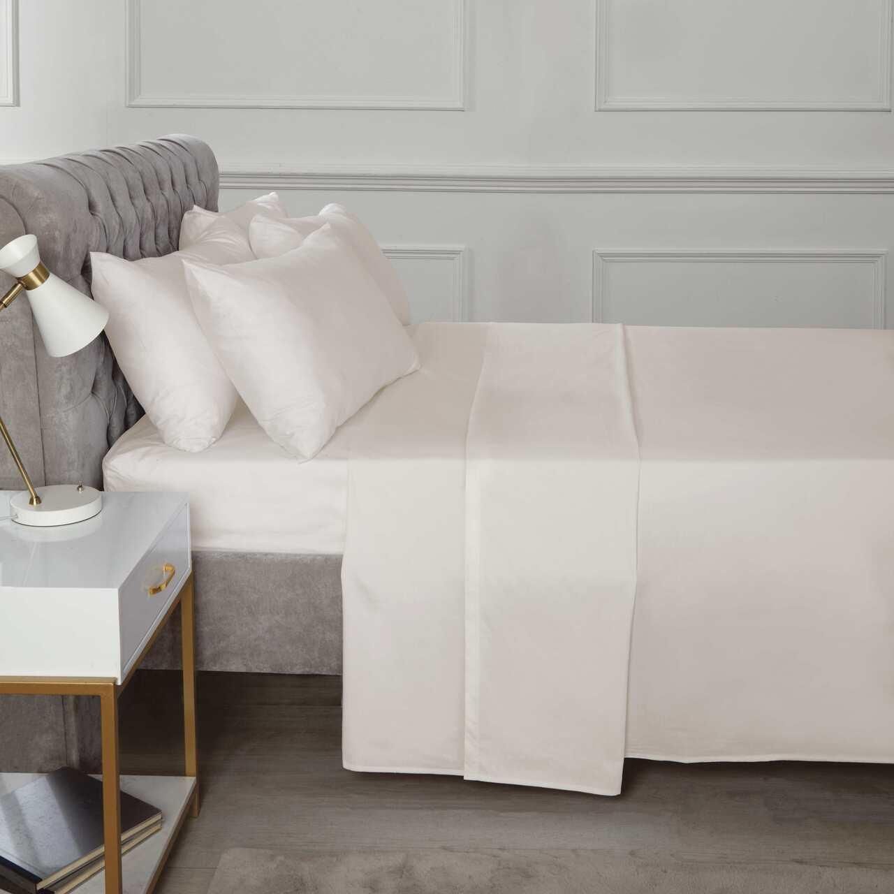HomeSpace Direct Percale 10" Deep Fitted Sheet 180 Thread Count in Cream