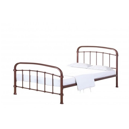 Luckas Contemporary Metal Double Bed In Copper