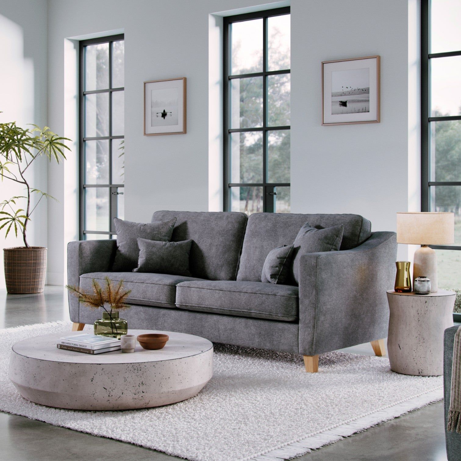 The Great Sofa Company Jackson 4 Seater Chenille Sofa in Grey