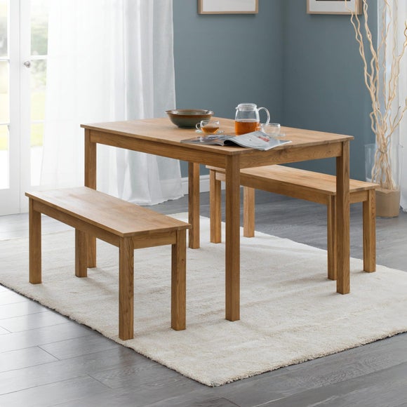 Coxmoor 4 Seater Rectangular Dining Table with 2 Dining Benches