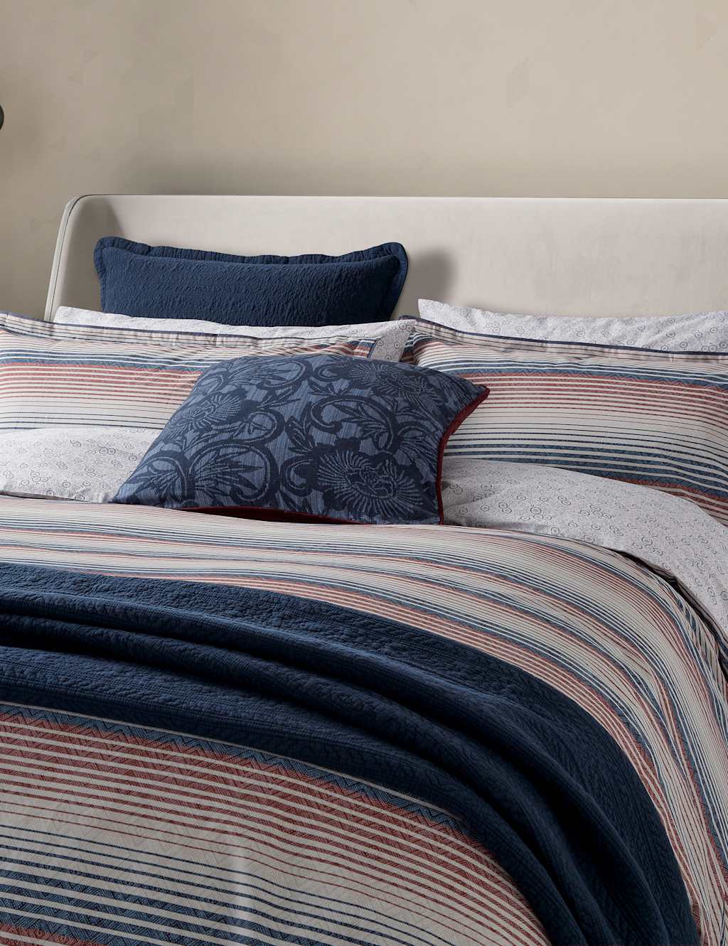 Bedeck of Belfast 2 Pack Cotton Rich Stafford Pillowcases Navy Mix