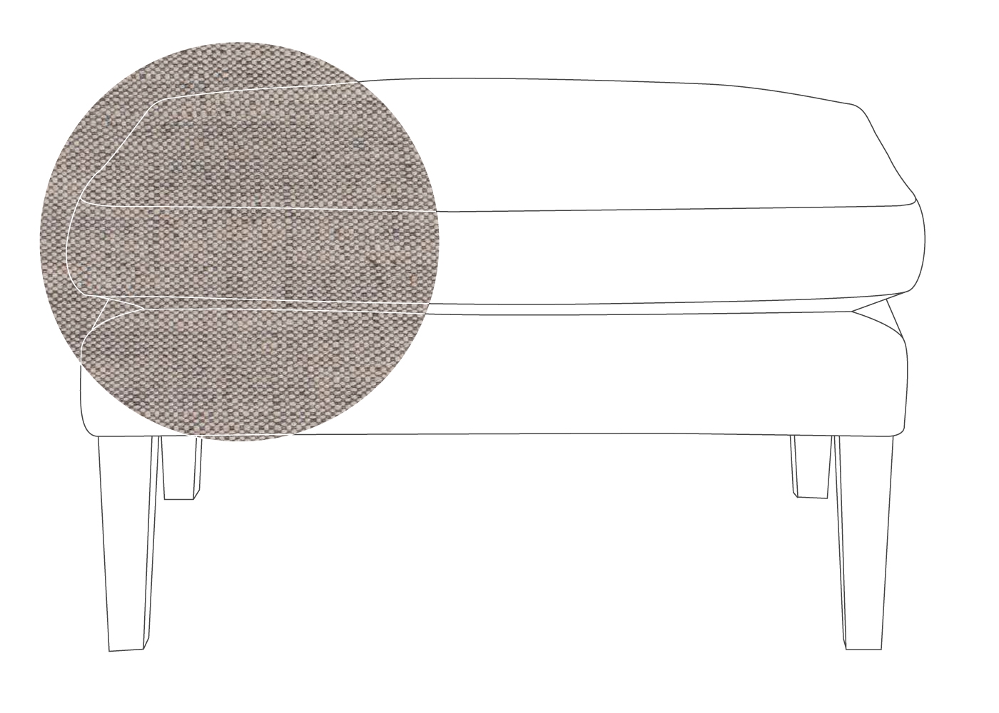 Heal's Wallis Ottoman Broad Weave Pebble Black Feet