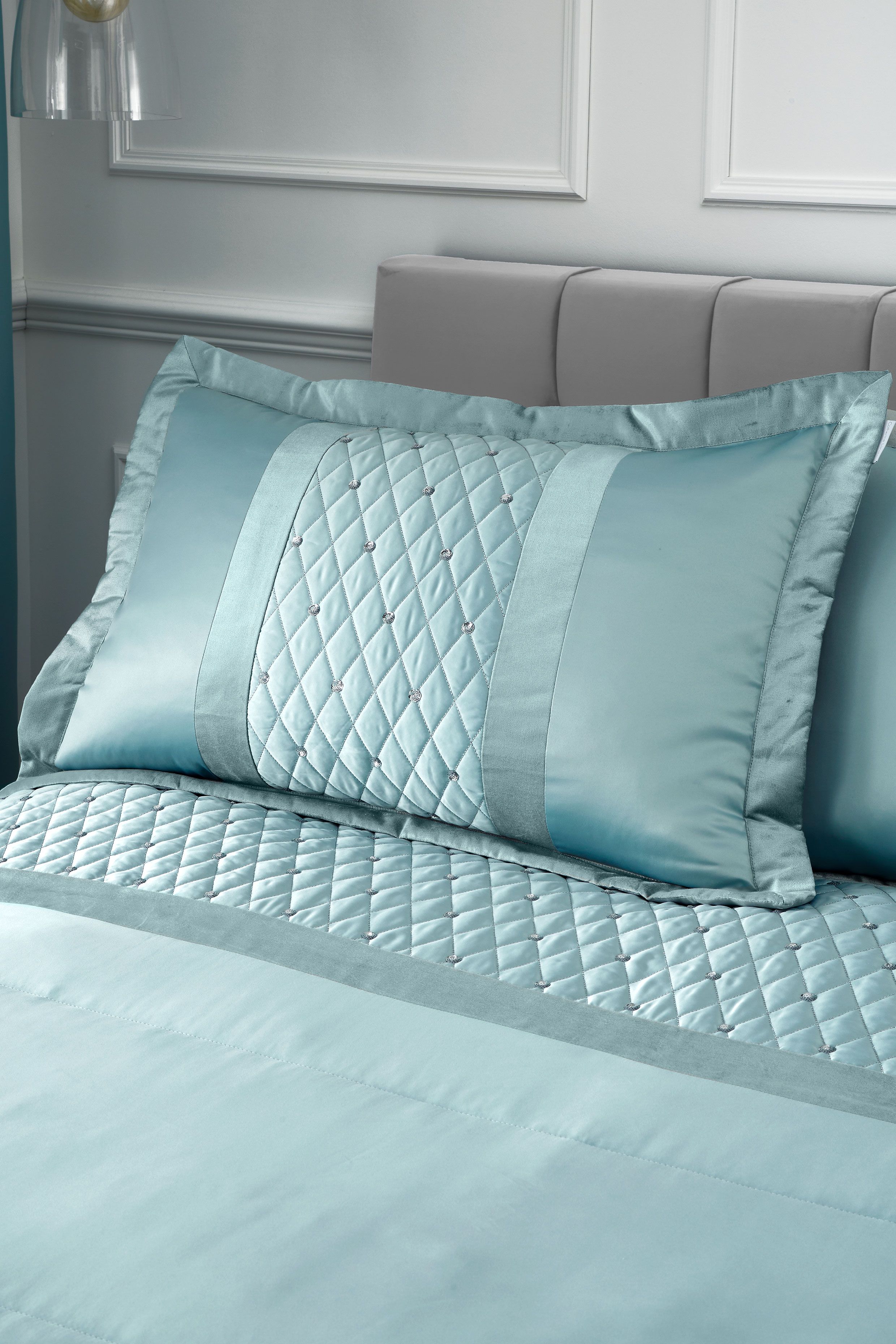 Catherine Lansfield 'Sequin Cluster' Pillowsham Pair in Duck Egg Blue